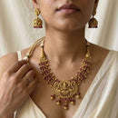 Jewel Addiction Premium Pota Stone Beads And Pearl Temple Necklace Set