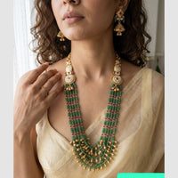 Jewel Addiction Premium Pota Stone And Pearl Long Necklace Set