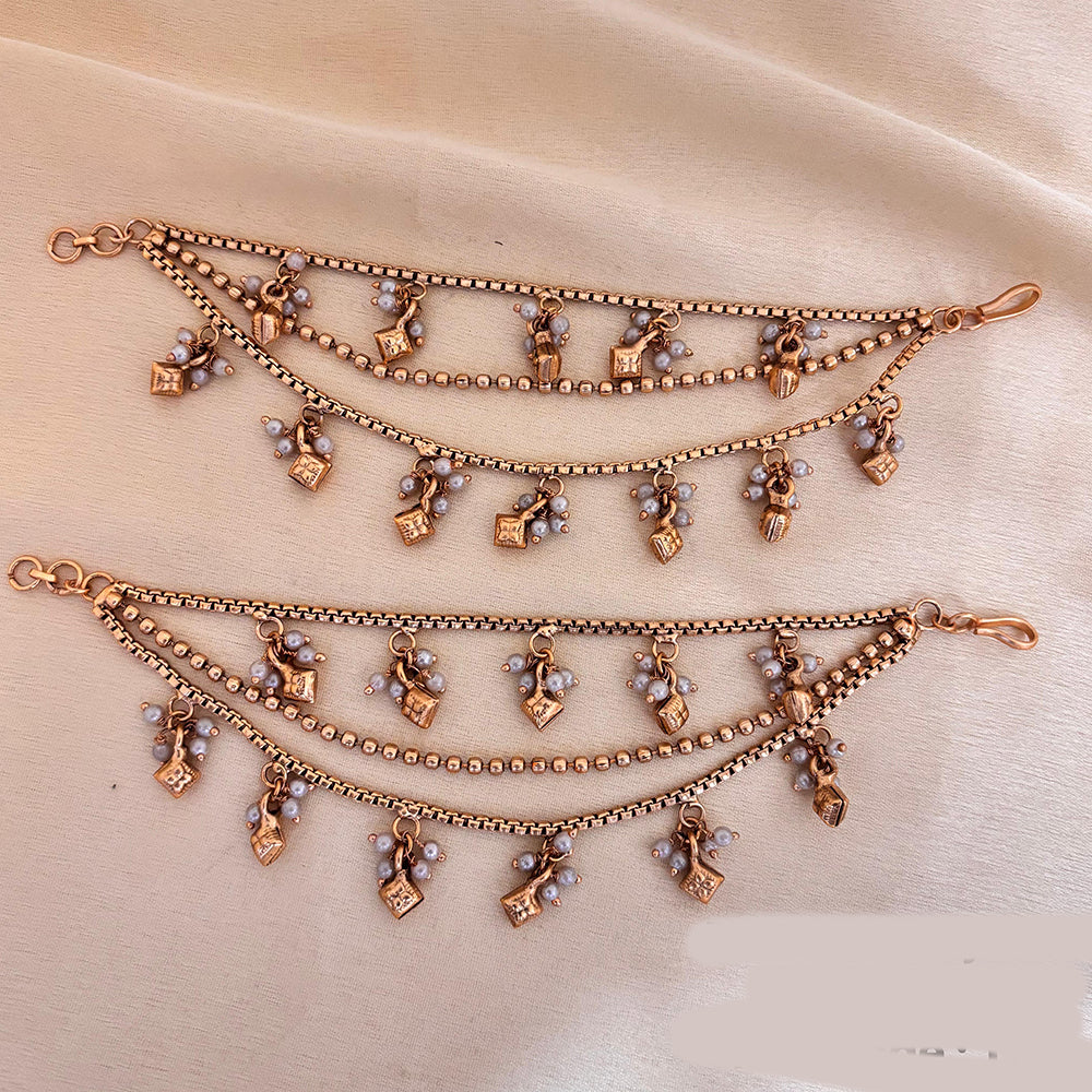 Jewel Addiction Traditional Copper Finish Pearl Multi Layer Kan Chain
