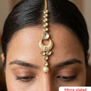 Jewel Addiction Designer Polki Kundan Stone And Pearl Maang Tikka