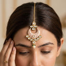 Jewel Addiction Designer Polki Kundan Stone And Pearl Maang Tikka