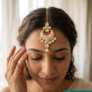 Jewel Addiction Designer Polki Kundan Stone And Pearl Maang Tikka