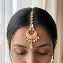 Jewel Addiction Designer Polki Kundan Stone And Pearl Maang Tikka