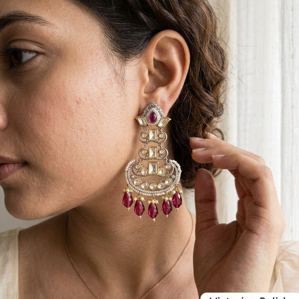 Jewel Addiction Designer Polki Kundan Stone And Beads Dangler Earrings