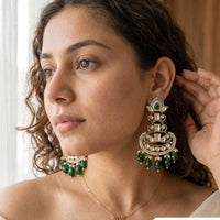 Jewel Addiction Designer Polki Kundan Stone And Beads Dangler Earrings