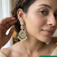 Jewel Addiction Designer Polki Kundan Stone And Beads Dangler Earrings