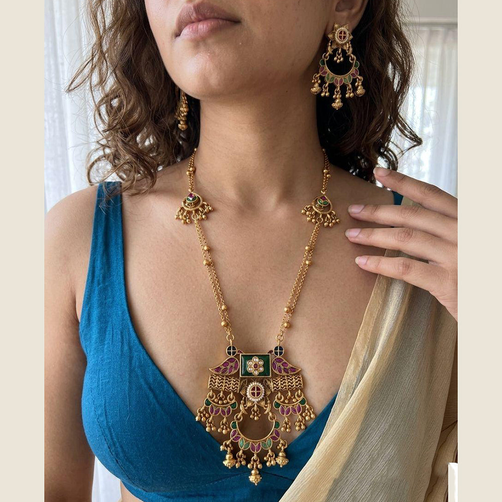 Jewel Addiction Premium Pota Stone Beads And Pearl Necklace Set
