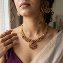 Jewel Addiction Premium Pota Stone And Pearl Necklace Set