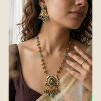 Jewel Addiction Premium Pota Stone Beads And Pearl Necklace Set