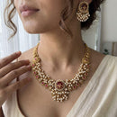 Jewel Addiction Premium Pota Stone And Pearl Necklace Set