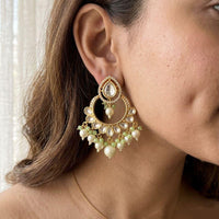 Jewel Addiction Elegant Kundan Stone Pearl And Beads Designer Dangler Earrings