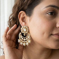 Jewel Addiction Elegant Kundan Stone Pearl And Beads Designer Dangler Earrings