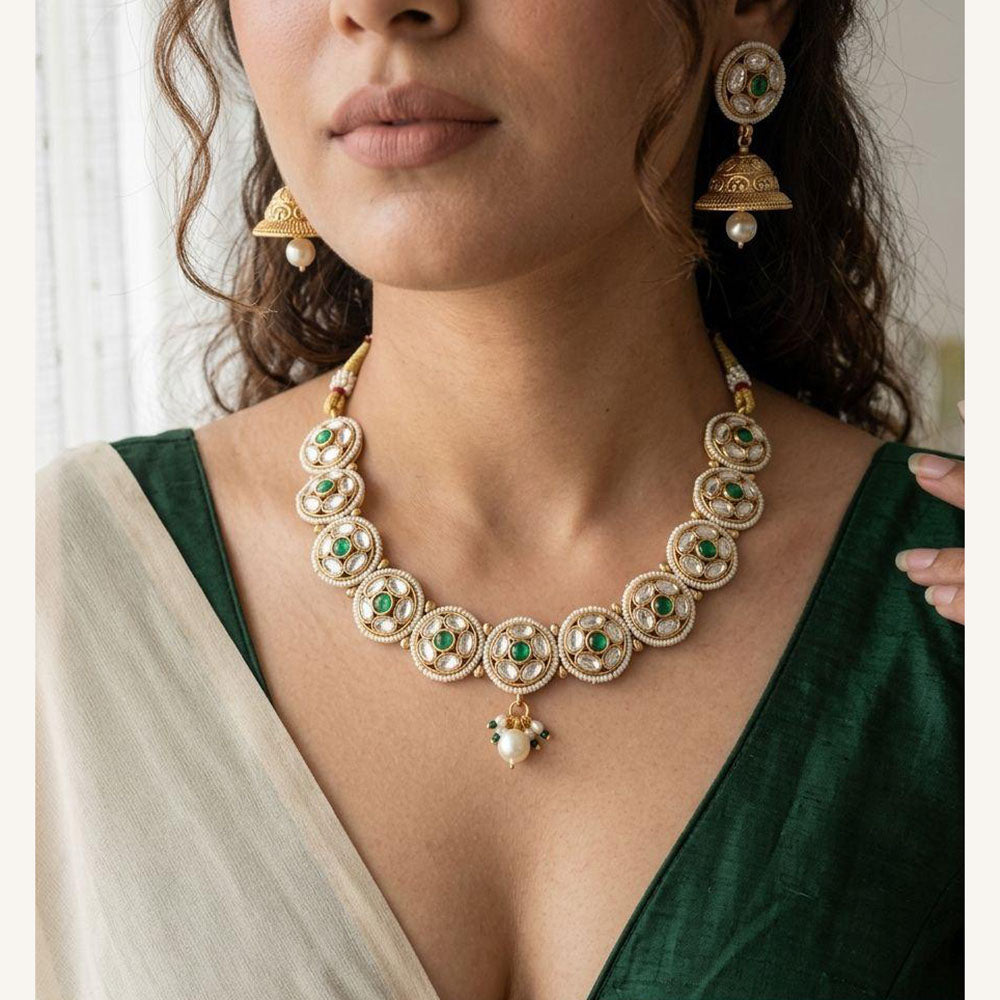 Jewel Addiction Luxury Pota Stone And Pearl Necklace Set
