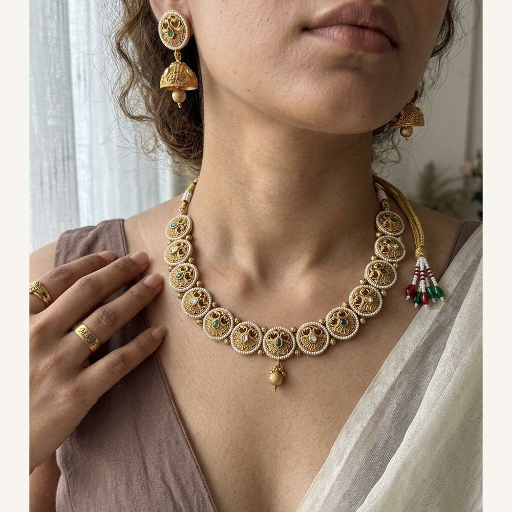 Jewel Addiction Luxury Pota Stone And Pearl Necklace Set