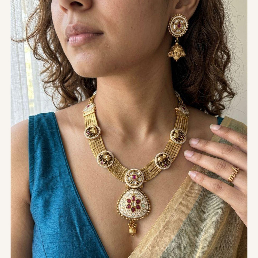 Jewel Addiction Luxury Pota Stone And Pearl Meenakari Bracelet