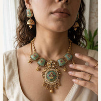 Jewel Addiction Luxury Pota Stone And Pearl Necklace Set