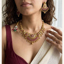 Jewel Addiction Luxury Pota Stone And Pearl Necklace Set