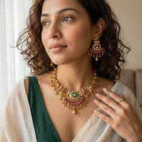 Jewel Addiction Luxury Pota Stone And Pearl Necklace Set
