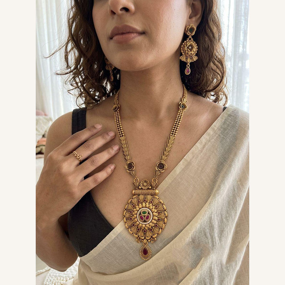 Jewel Addiction Luxury Pota Stone And Pearl Necklace Set