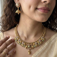 Jewel Addiction Luxury Pota Stone And Pearl Necklace Set
