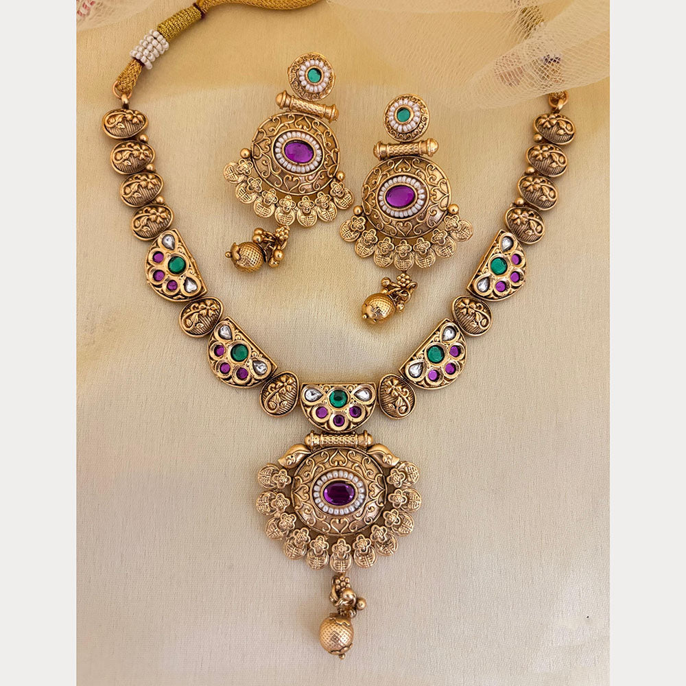 Jewel Addiction Luxury Pota Stone And Pearl Necklace Set