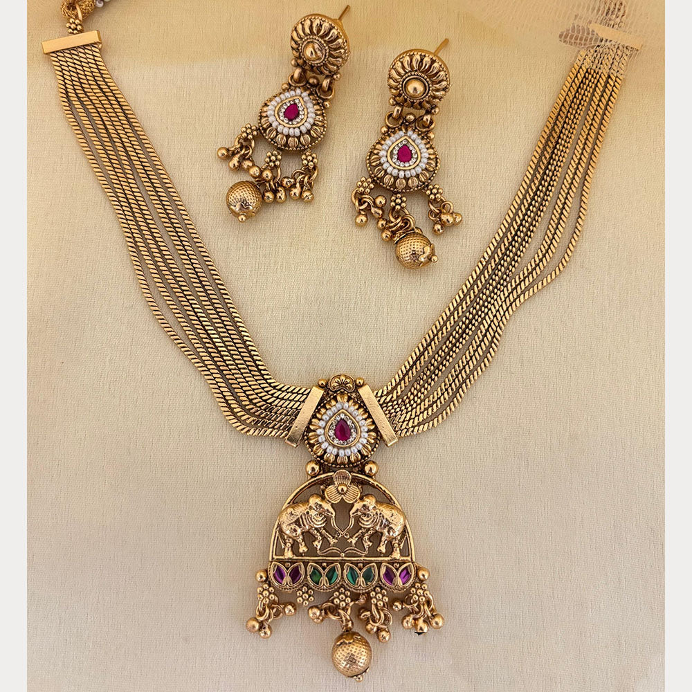 Jewel Addiction Luxury Pota Stone And Pearl Necklace Set