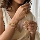 Jewel Addiction Heritage Style Pota Stone And Pearl Adjustable Bracelet
