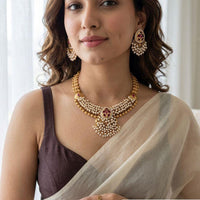 Jewel Addiction Elegance Pota Stone And Pearl Necklace Set