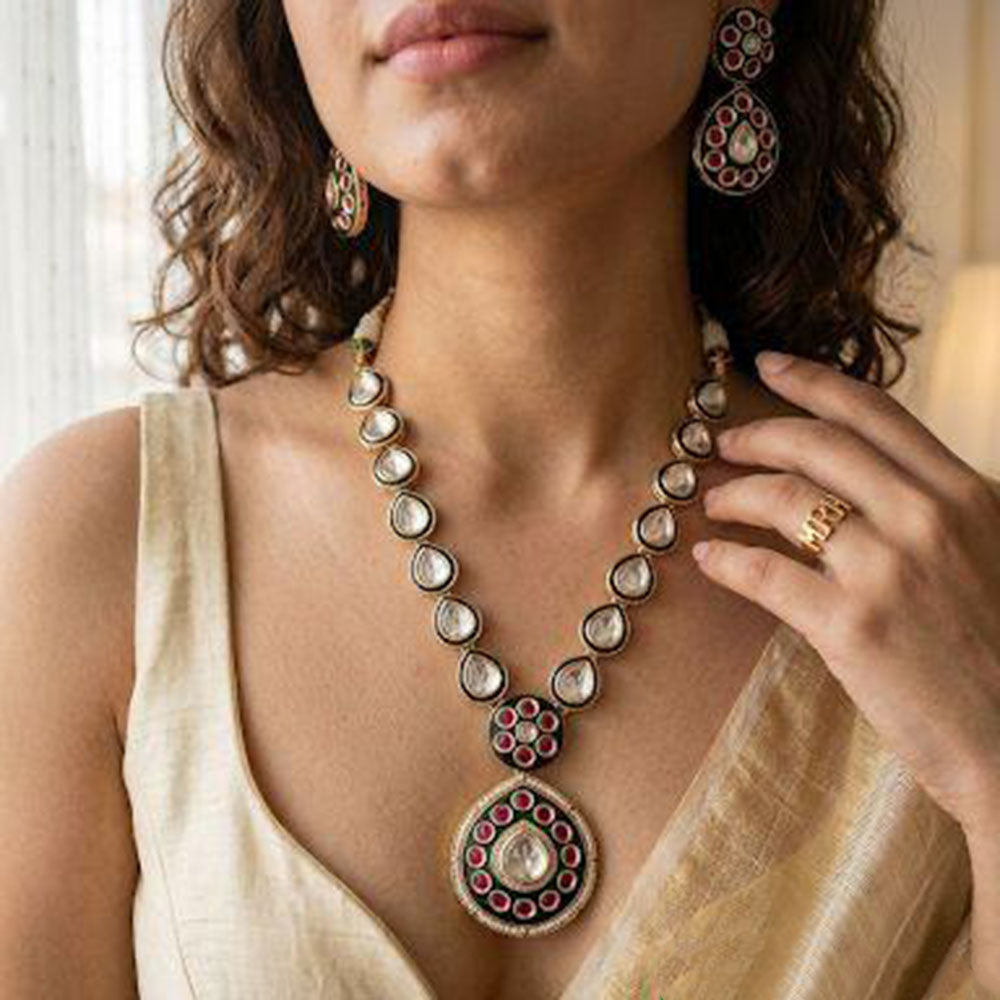 Jewel Addiction Royal Polki Kundan Stone Necklace Set