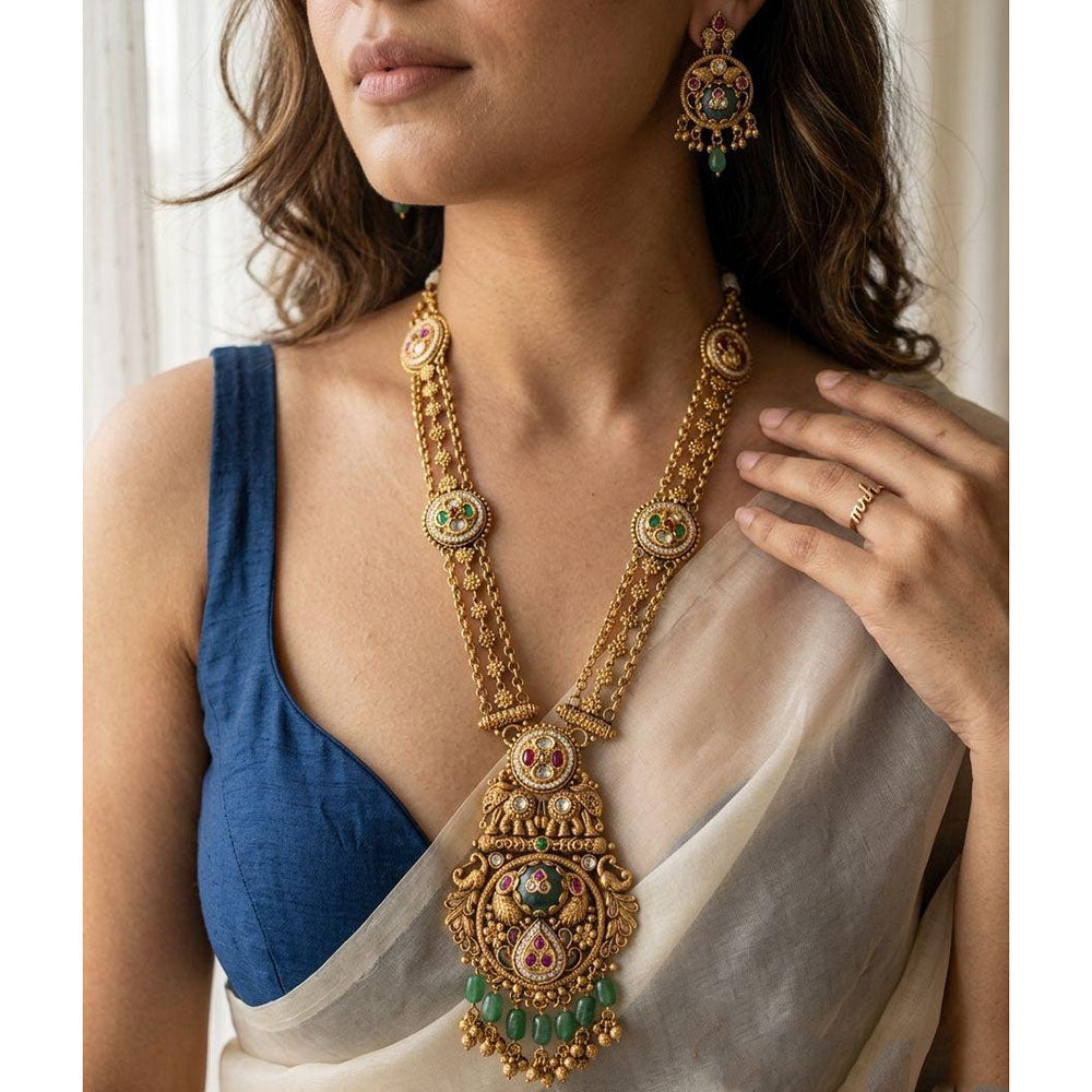 Jewel Addiction Designer Pota Stone And Beads Long Necklace Set