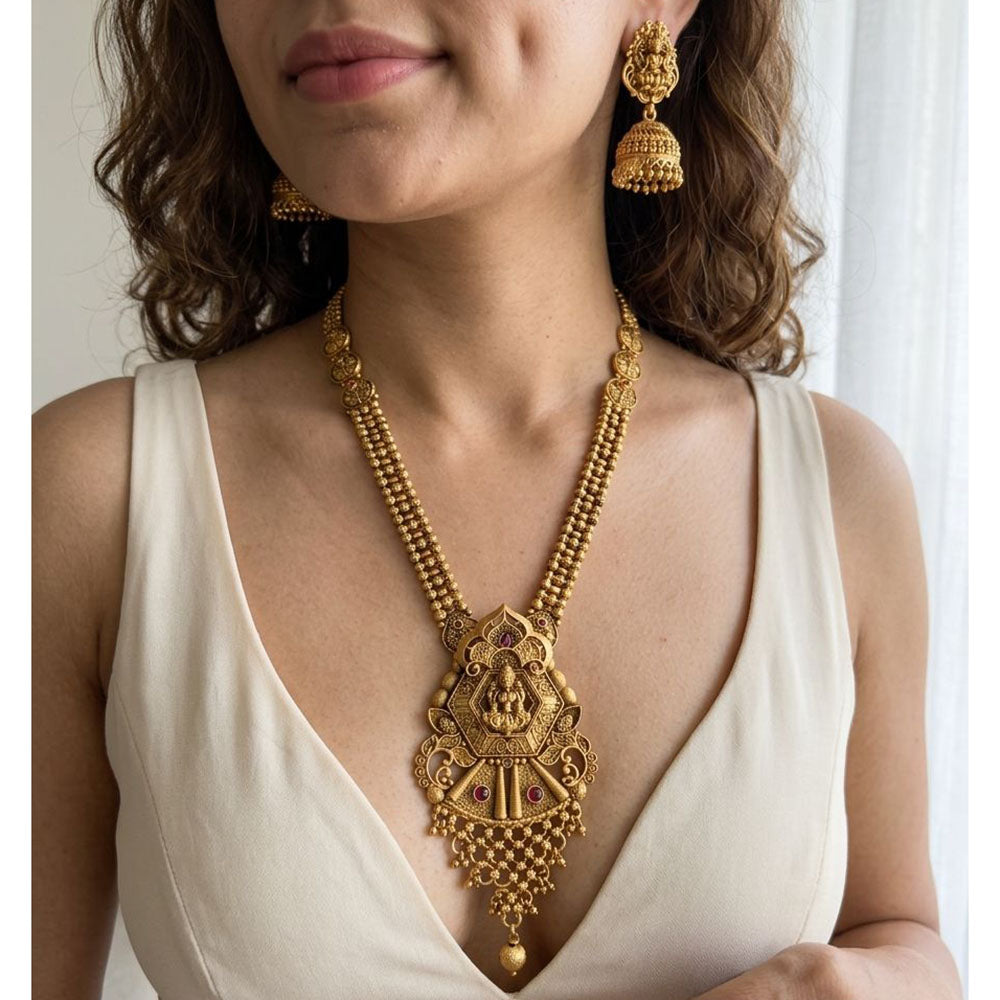 Jewel Addiction Designer Pota Stone Temple Long Necklace Set