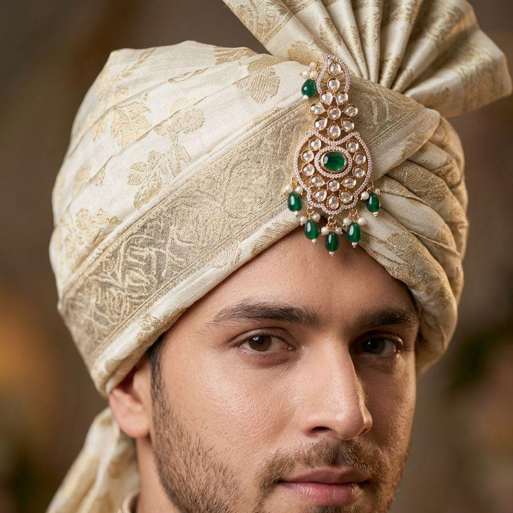 Jewel Addiction Polki Kundan Stone Brooch For Men Kalangi (Safa \ Padgdi)