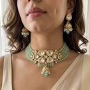 Jewel Addiction Heavy Look Kundan Stone And Beaded Choker Necklace Set