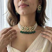 Jewel Addiction Glamorous Pota Stone Pearl And Beads Choker Necklace Set