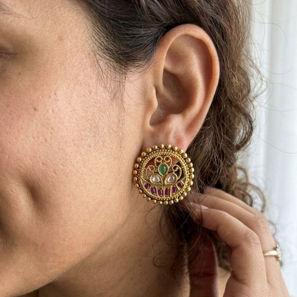 Jewel Addiction Royal Pota Stone Pearl Stud Earrings