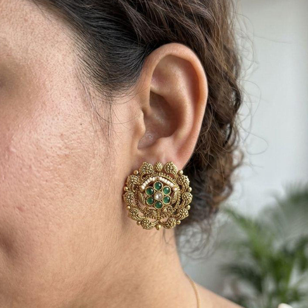 Jewel Addiction Royal Pota Stone Pearl Stud Earrings