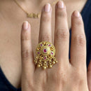 Jewel Addiction Glam Shine Pota Stone And Pearl Designer Finger Ring