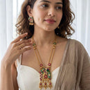 Jewel Addiction Premium Pota Stone And Pearl Long Necklace Set