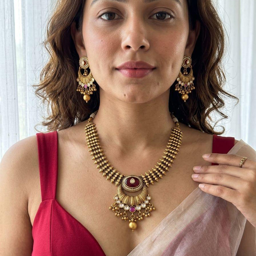 Jewel Addiction Designer Pota Stone And Beads Necklace Set