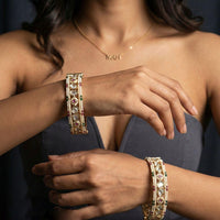 Jewel Addiction Designer Polki Kundan Stone And Pearl  Openable Bangle Set