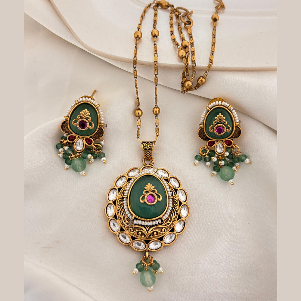 Jewel Addiction Pota Stone And Pearl Designer Pendant Set