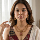 Jewel Addiction Ethnic Pota Stone And Pearl Necklace Set