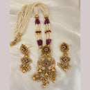 Jewel Addiction Ethnic Pota Stone And Pearl Meenakari Long Necklace Set