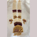 Jewel Addiction Ethnic Pota Stone And Pearl Long Necklace Set