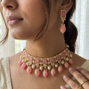 Jewel Addiction Polki Kundan Stone And Beads Choker Necklace Set