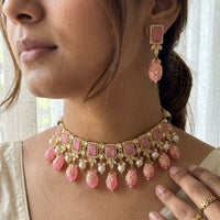 Jewel Addiction Polki Kundan Stone And Beads Choker Necklace Set