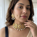 Jewel Addiction Polki Kundan Stone And Beads Choker Necklace Set