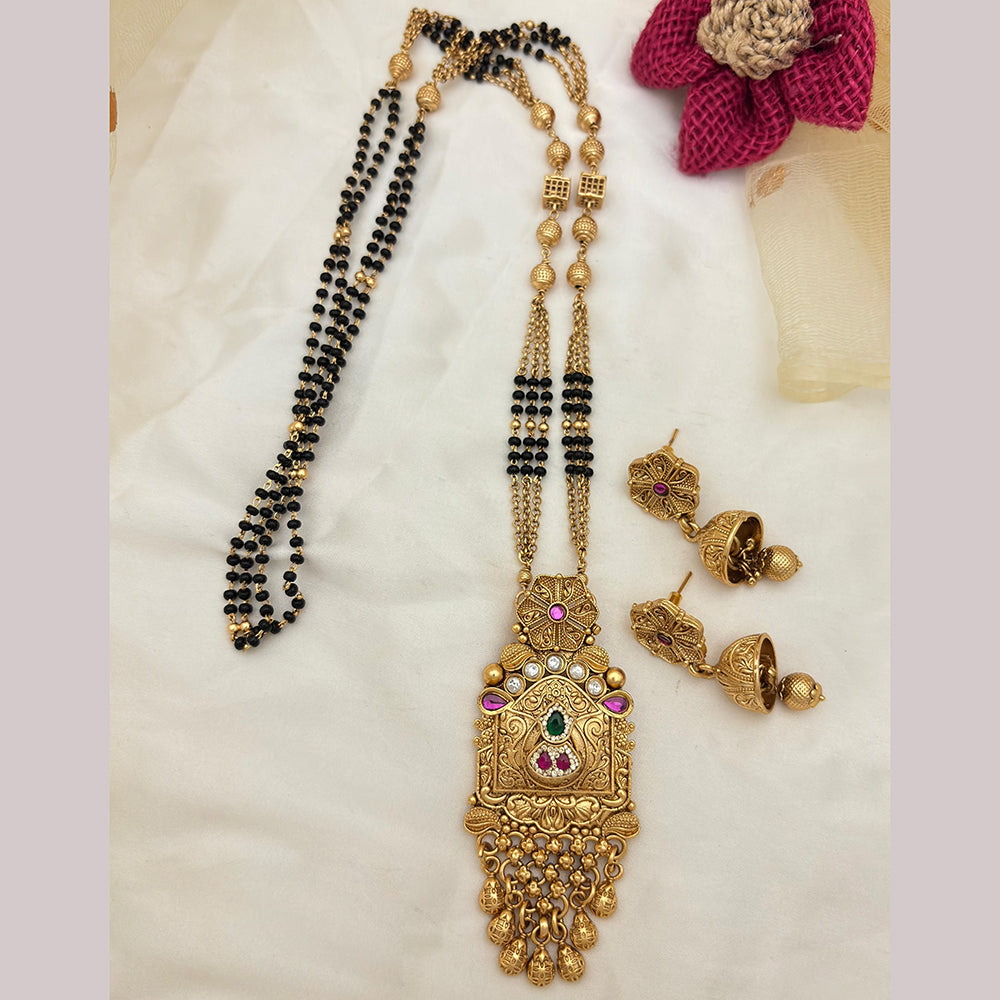 Jewel Addiction Pota Stone And Pearl Designer Elephant Motif Mangalsutra