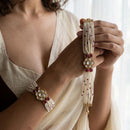 Jewel Addiction Polki Kundan Stone And Pearl Designer Openable Bracelet