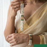 Jewel Addiction Polki Kundan Stone And Pearl Designer Openable Bracelet